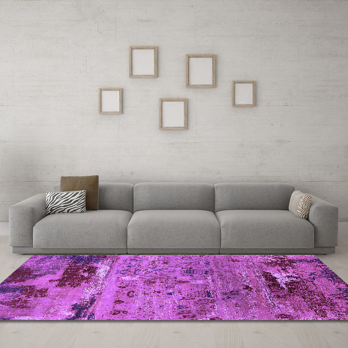Machine Washable Oriental Purple Industrial Area Rugs in a Living Room, wshurb2620pur