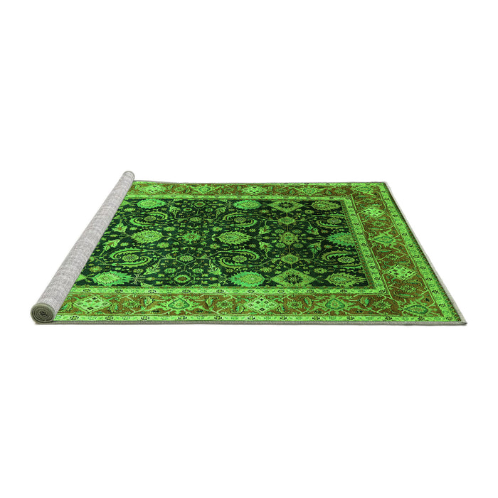 Sideview of Machine Washable Oriental Green Industrial Area Rugs, wshurb2621grn