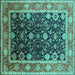 Square Oriental Turquoise Industrial Rug, urb2621turq