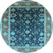 Round Oriental Light Blue Industrial Rug, urb2621lblu