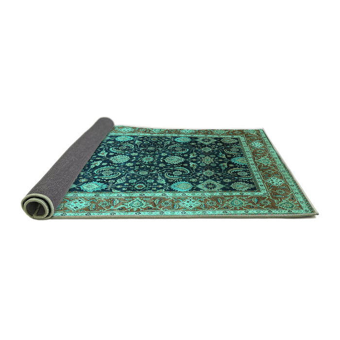 Sideview of Oriental Turquoise Industrial Rug, urb2621turq