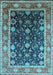 Machine Washable Oriental Light Blue Industrial Rug, wshurb2621lblu