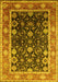 Machine Washable Oriental Yellow Industrial Rug, wshurb2621yw