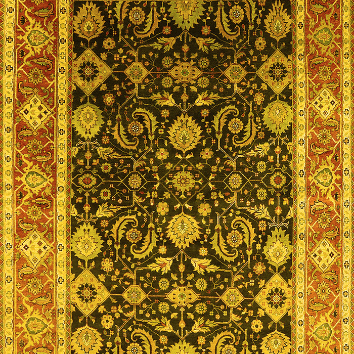 Machine Washable Oriental Yellow Industrial Rug, wshurb2621yw