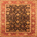 Square Machine Washable Oriental Orange Industrial Area Rugs, wshurb2621org