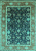 Machine Washable Oriental Turquoise Industrial Area Rugs, wshurb2621turq