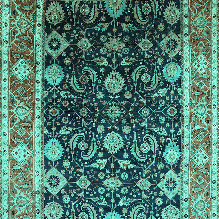 Machine Washable Oriental Turquoise Industrial Area Rugs, wshurb2621turq