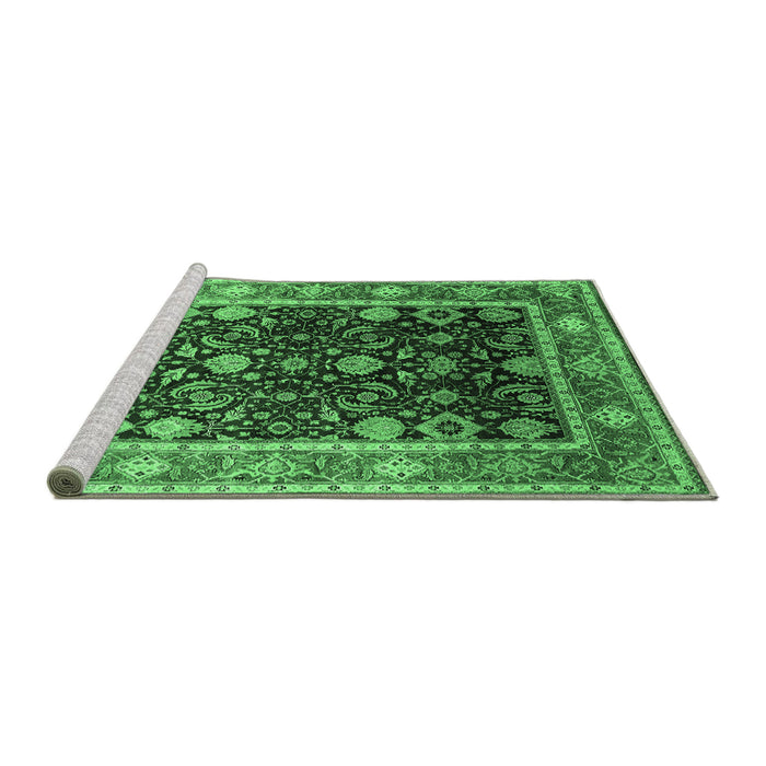 Sideview of Machine Washable Oriental Emerald Green Industrial Area Rugs, wshurb2621emgrn