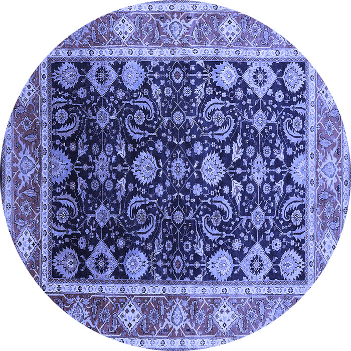 Round Oriental Blue Industrial Rug, urb2621blu