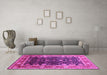 Machine Washable Oriental Pink Industrial Rug in a Living Room, wshurb2621pnk