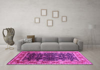 Machine Washable Oriental Pink Industrial Rug, wshurb2621pnk