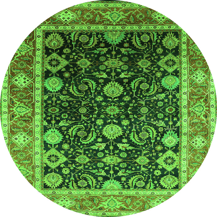 Round Oriental Green Industrial Rug, urb2621grn