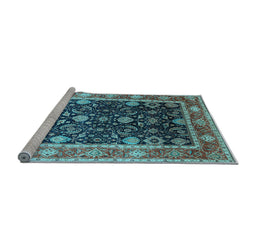 Sideview of Machine Washable Oriental Light Blue Industrial Rug, wshurb2621lblu