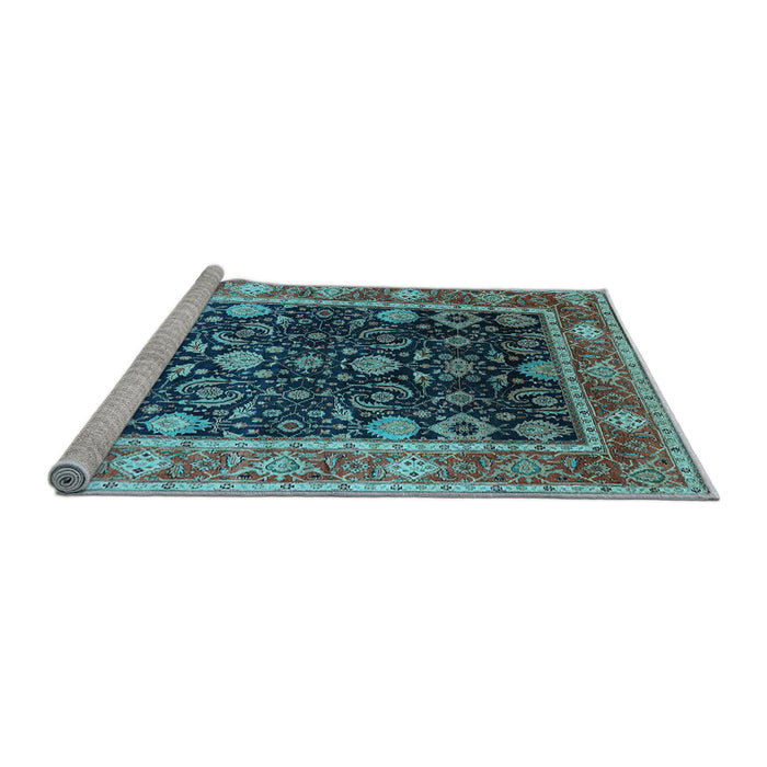 Sideview of Machine Washable Oriental Light Blue Industrial Rug, wshurb2621lblu