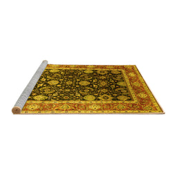 Sideview of Machine Washable Oriental Yellow Industrial Rug, wshurb2621yw