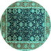 Round Oriental Turquoise Industrial Rug, urb2621turq