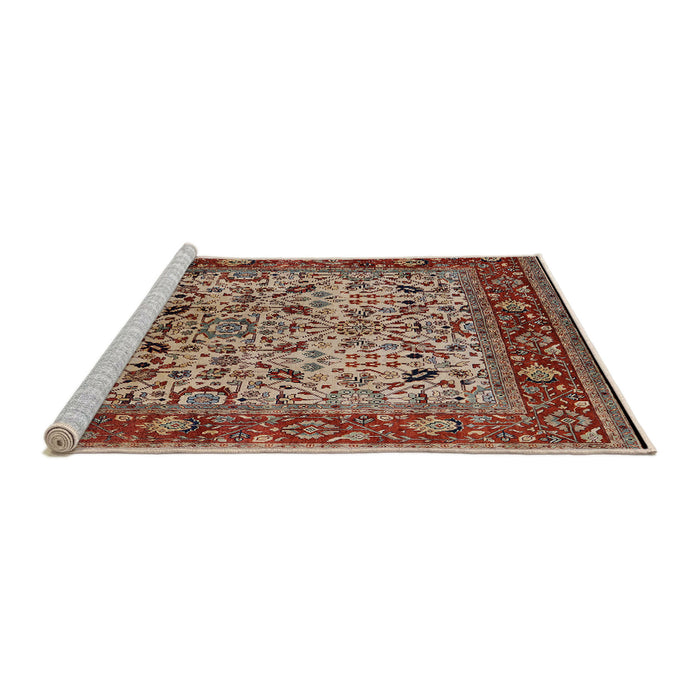 Sideview of Machine Washable Industrial Modern Camel Brown Rug, wshurb2622