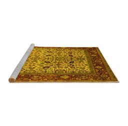 Sideview of Machine Washable Oriental Yellow Industrial Rug, wshurb2622yw