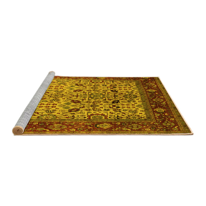 Sideview of Machine Washable Oriental Yellow Industrial Rug, wshurb2622yw