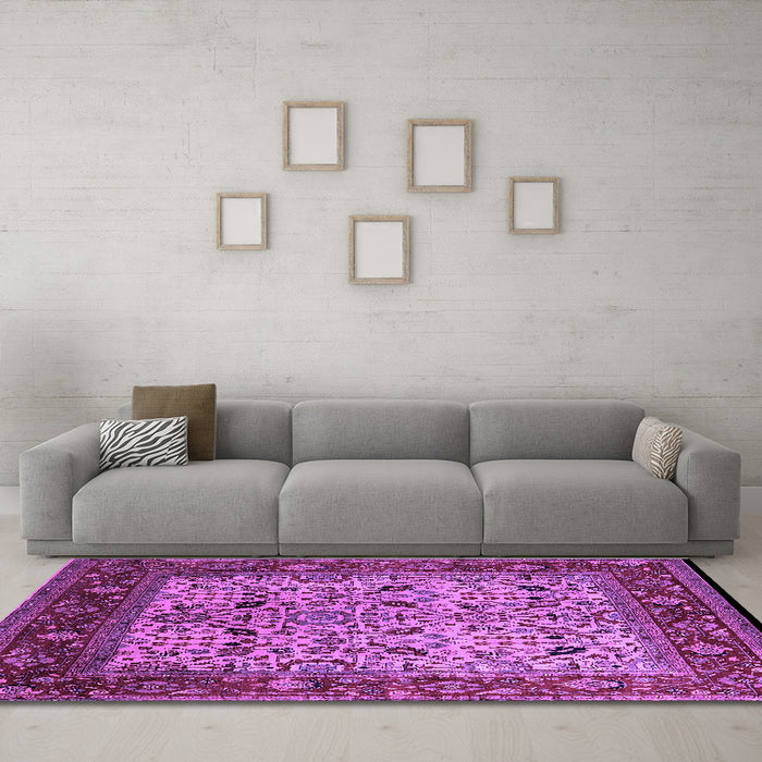 Machine Washable Oriental Purple Industrial Area Rugs in a Living Room, wshurb2622pur