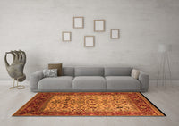 Machine Washable Oriental Orange Industrial Rug, wshurb2622org