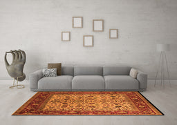 Machine Washable Oriental Orange Industrial Area Rugs in a Living Room, wshurb2622org