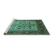 Sideview of Machine Washable Oriental Turquoise Industrial Area Rugs, wshurb2622turq