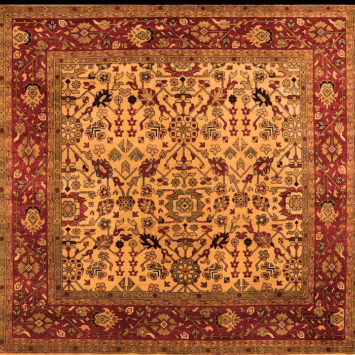 Square Machine Washable Oriental Orange Industrial Area Rugs, wshurb2622org