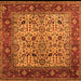 Square Machine Washable Oriental Orange Industrial Area Rugs, wshurb2622org