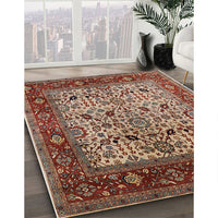 Mid-Century Modern Camel Brown Oriental Rug, urb2622