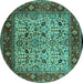 Round Oriental Turquoise Industrial Rug, urb2622turq