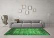 Machine Washable Oriental Emerald Green Industrial Area Rugs in a Living Room,, wshurb2622emgrn