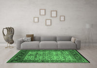 Machine Washable Oriental Emerald Green Industrial Rug, wshurb2622emgrn