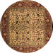 Round Machine Washable Oriental Brown Industrial Rug, wshurb2622brn