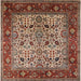 Square Mid-Century Modern Camel Brown Oriental Rug, urb2622