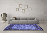 Machine Washable Oriental Blue Industrial Rug, wshurb2622blu