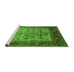 Sideview of Machine Washable Oriental Green Industrial Area Rugs, wshurb2622grn