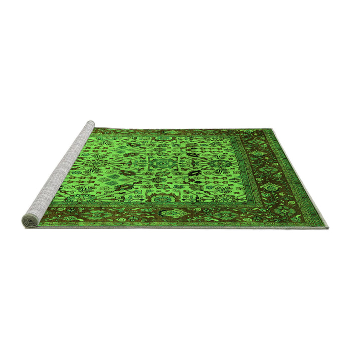 Sideview of Machine Washable Oriental Green Industrial Area Rugs, wshurb2622grn