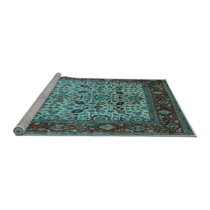 Sideview of Machine Washable Oriental Light Blue Industrial Rug, wshurb2622lblu