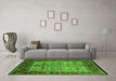 Machine Washable Oriental Green Industrial Area Rugs in a Living Room,, wshurb2622grn