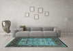 Machine Washable Oriental Light Blue Industrial Rug in a Living Room, wshurb2622lblu