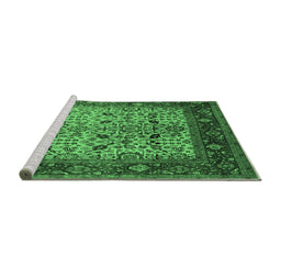 Sideview of Machine Washable Oriental Emerald Green Industrial Area Rugs, wshurb2622emgrn