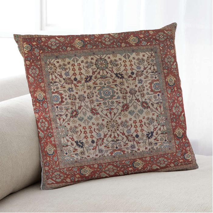 Lifestyle Image of Mid-Century Modern Urban Square Camel Brown Throw Pillow, 18 inch by 18 inch, pwurb2622