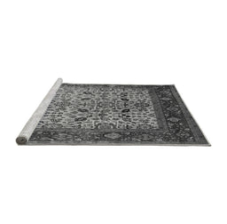 Sideview of Machine Washable Oriental Gray Industrial Rug, wshurb2622gry