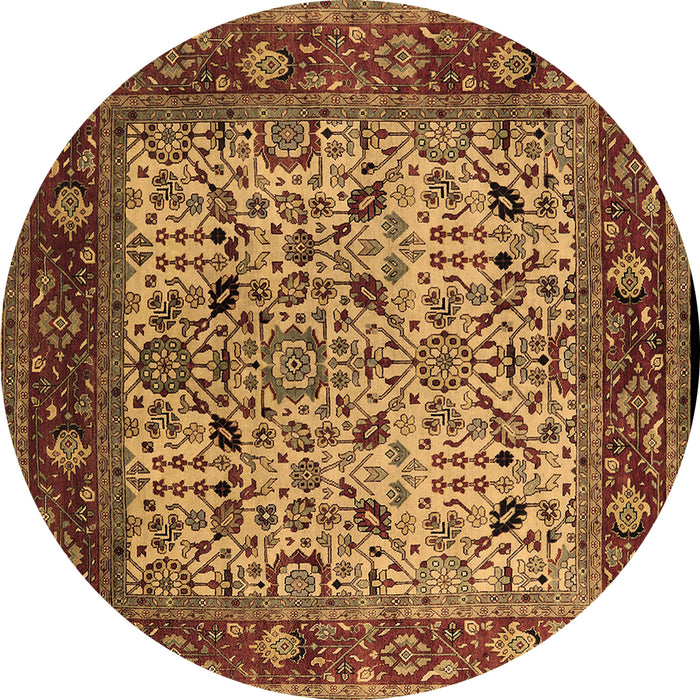 Round Oriental Brown Industrial Rug, urb2622brn
