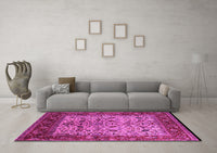 Machine Washable Oriental Pink Industrial Rug, wshurb2622pnk