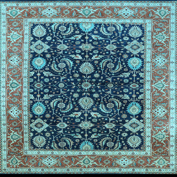Square Machine Washable Oriental Light Blue Industrial Rug, wshurb2623lblu
