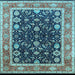 Square Machine Washable Oriental Light Blue Industrial Rug, wshurb2623lblu