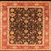 Square Machine Washable Oriental Orange Industrial Area Rugs, wshurb2623org