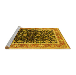 Sideview of Machine Washable Oriental Yellow Industrial Rug, wshurb2623yw